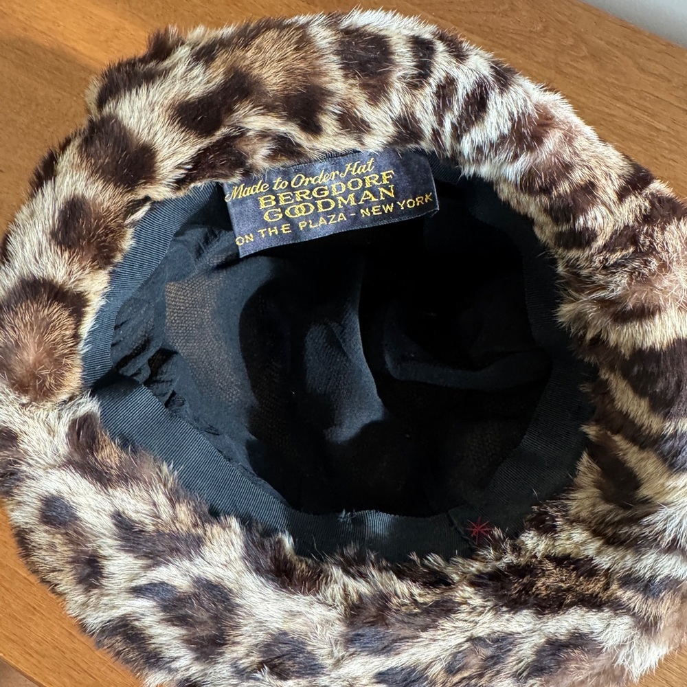Leopard Print Rabbit Fur Hat - Picture 4 of 5